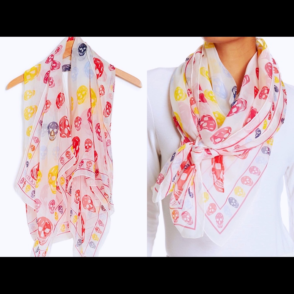 Alexander McQueen multicolored silk skull scarf